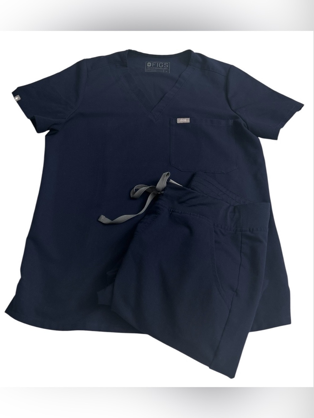 Figs Women’s Scrub Set Navy Blue Catarina Top M & Zamora Jogger Scrub Pants M/P